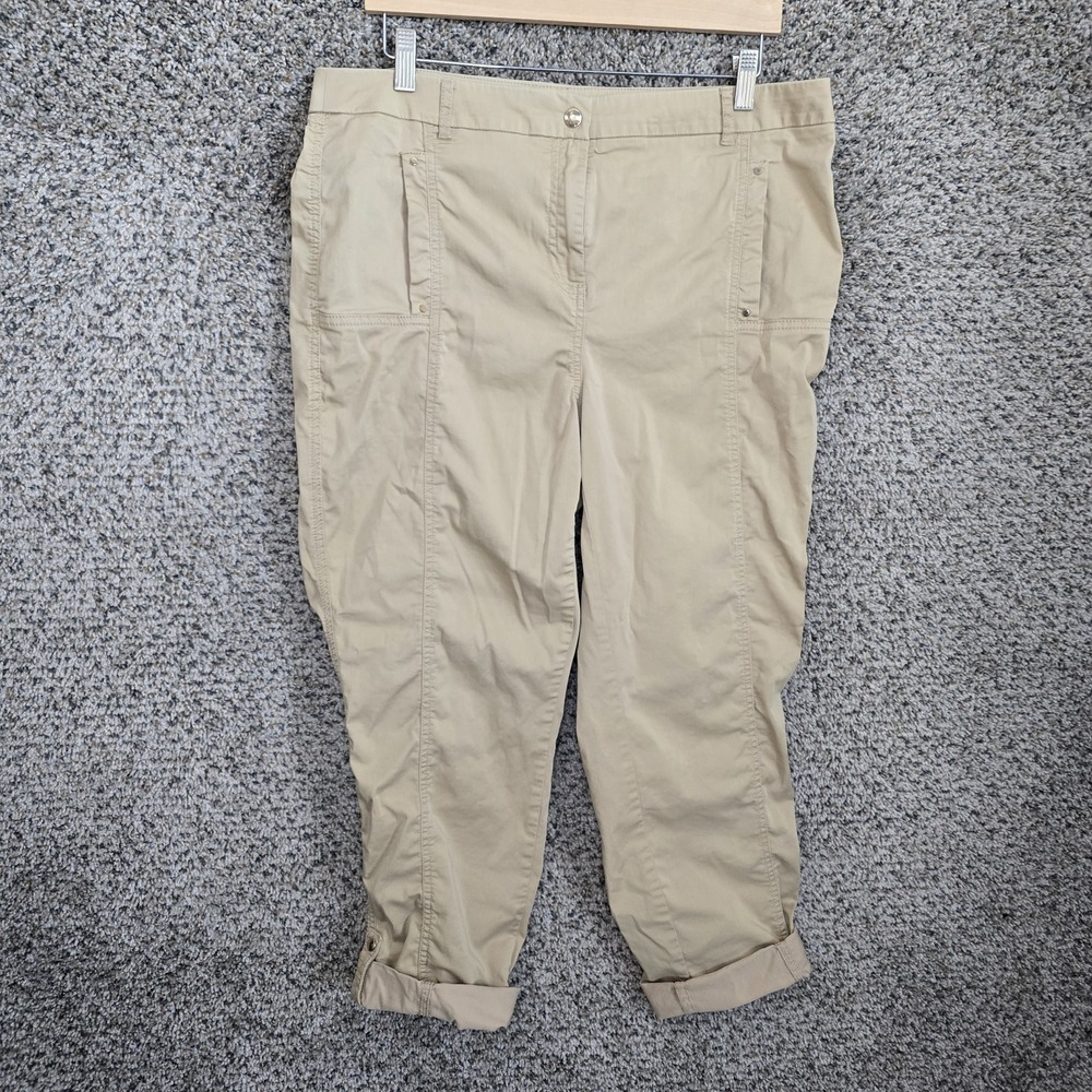 Chicos Pants Womens 2 US‎ 12 Beige Utility Ankle Cuffed Pockets Casual Ladies